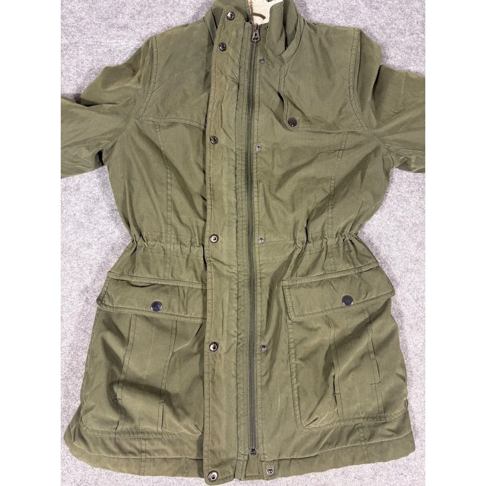Debby Collection‎ Womens Olive Green Sherpa Lined Parka Jacket Small P